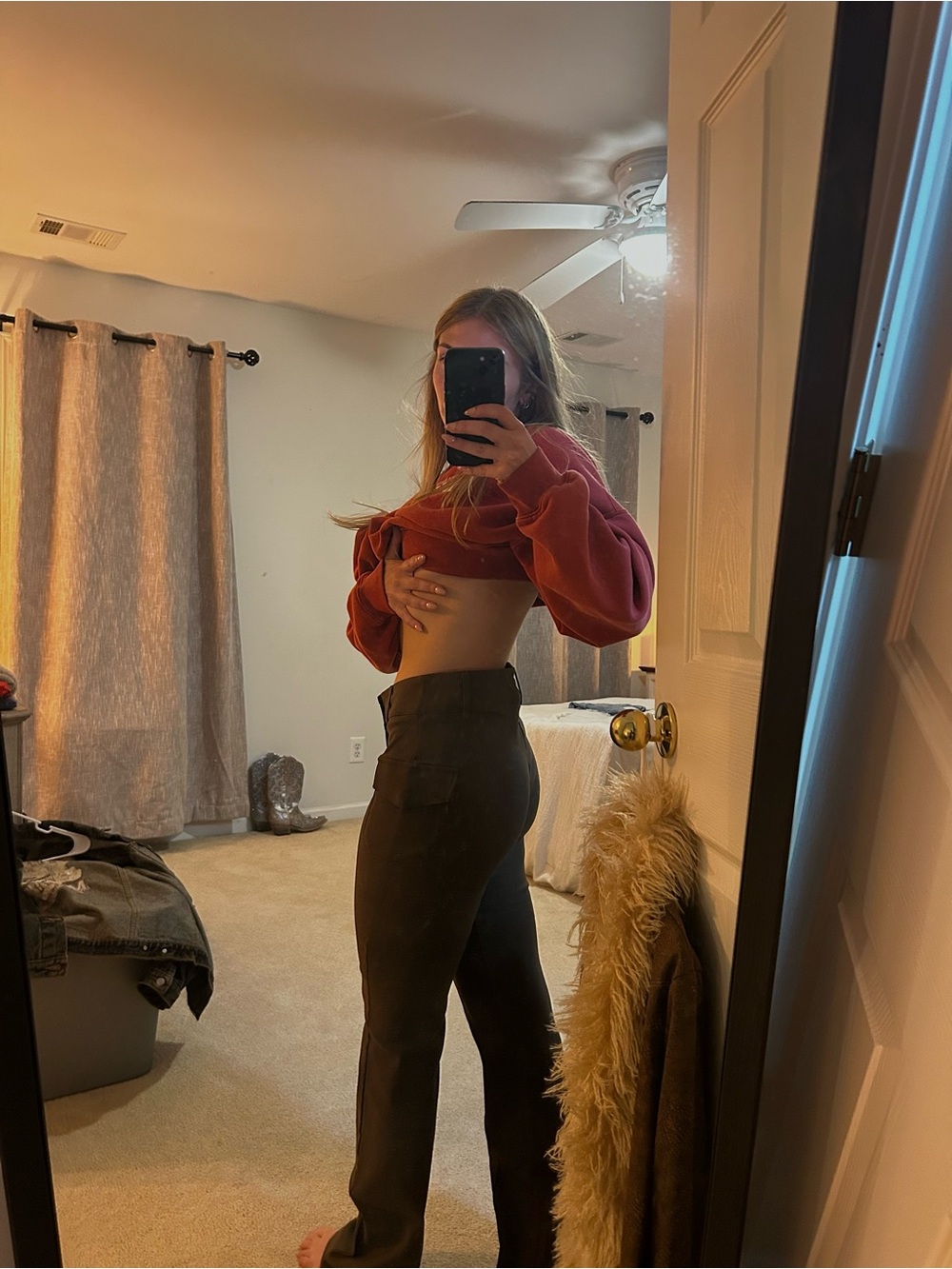 SHEIN Brown Bootcut Cargo Pants